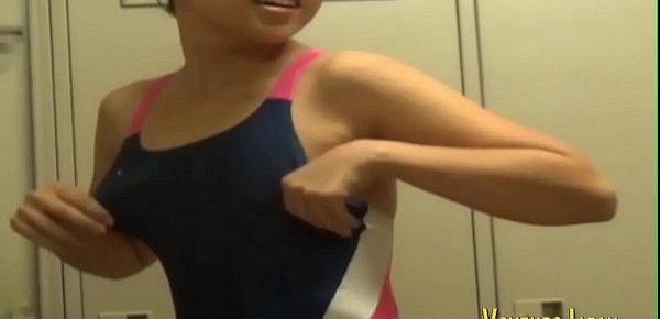  Asians in locker room change into swimsuits